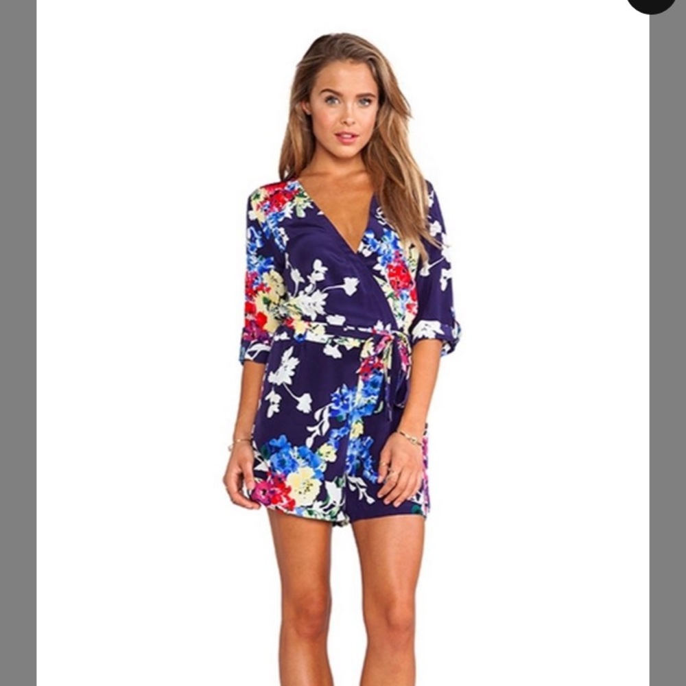 Yumi Kim - navy floral 3/4 sleeve romper